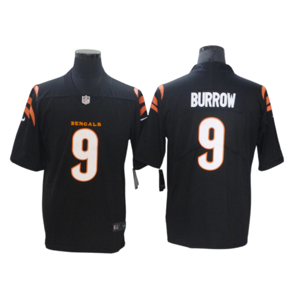 Jersey Joe Burrow #9 Cincinnati Bengals negro