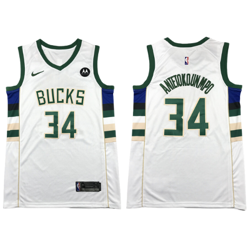 Jersey Antetokounmpo #34 Milwaukee Bucks blanco