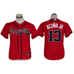 Jersey Acuña Jr #13 Atlanta Braves rojo